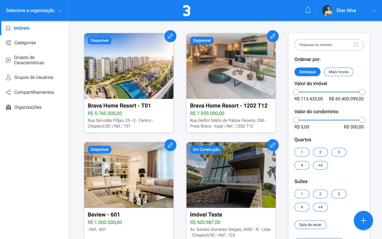 Interface web do projeto Beview